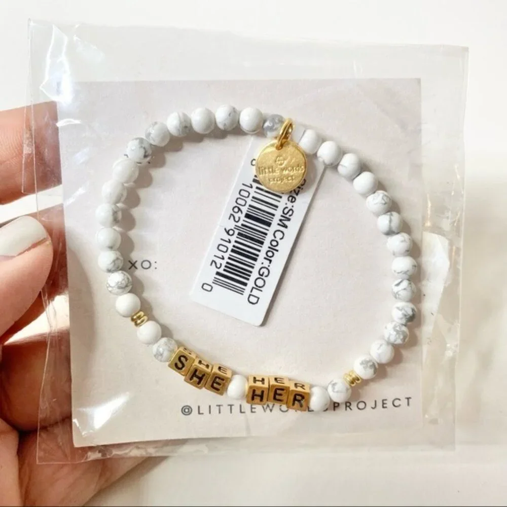 NWT Little Words Project She/Her Beaded Stretch Bracelet - Picture 2 of 4